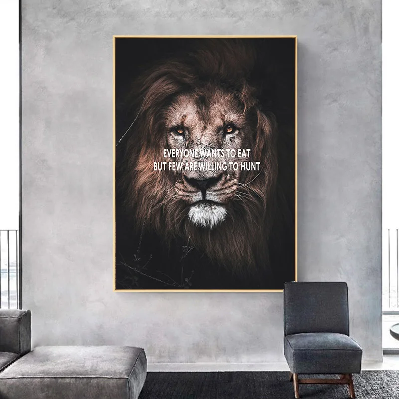 

Lion Animal Canvas Poster Motivational Quotes Wall Art Print Painting Nordic Style Decoration Picture Modern Home Room Decor