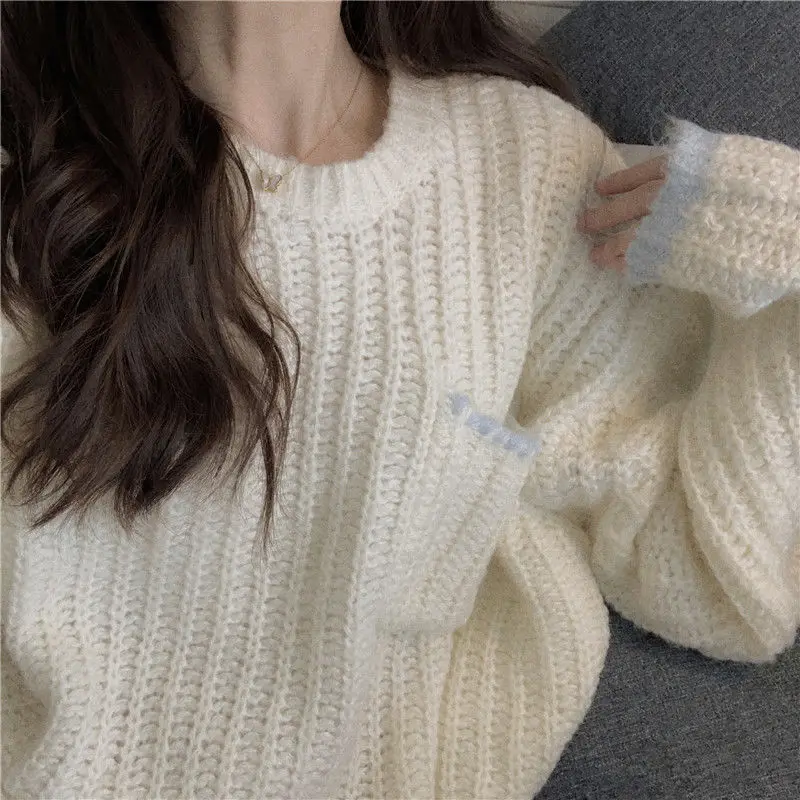 

Women Sweet Sweaters Oversize Comfortable Yellow Fresh Knitting Students Temperament Outwear Pullovers Females Ins New-arrival