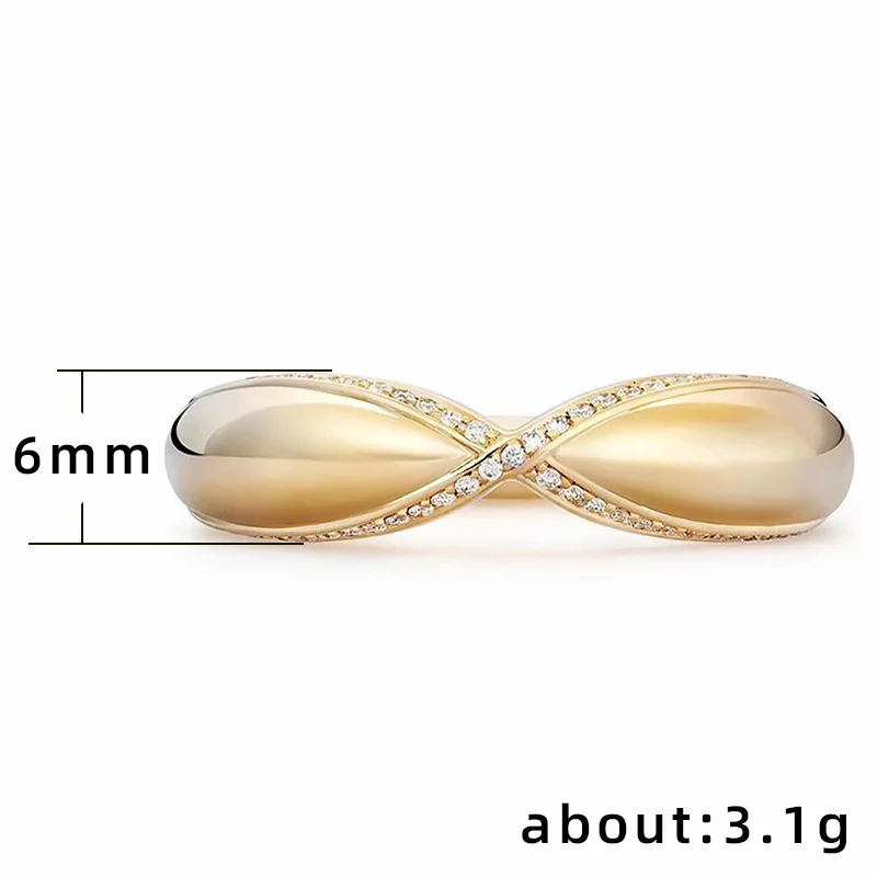 

2021 Hot Style Exquisite Micro-inlaid Zircon Streamline Geometric Rings Fashion Simple Temperament Women's Ring Size 6-10