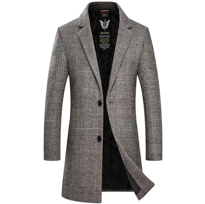 

Winter Men woolen Overcoat Mens Slim Dust Coat New Men's plaid Trench wool coats Male Outerwear Greatcoat Overcoats 4XL Tops