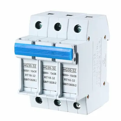 

DIN Rail Mount Fuse Holder 3 Pole HG30-32 for RT14 RT18 Fuse Gray
