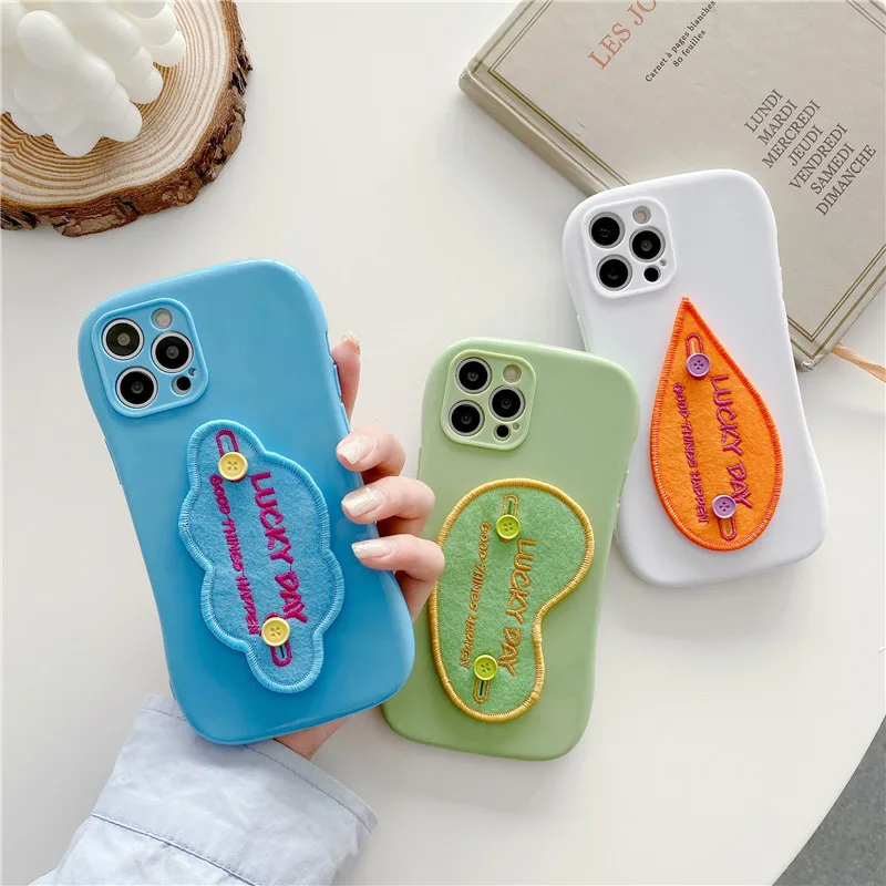

Wrist Strap Holder Silicone Phone Case For iPhone 12 11 Pro XS MAX X XR 7 8 Plus Cute Candy Color Bracket Stand Soft Back Covers