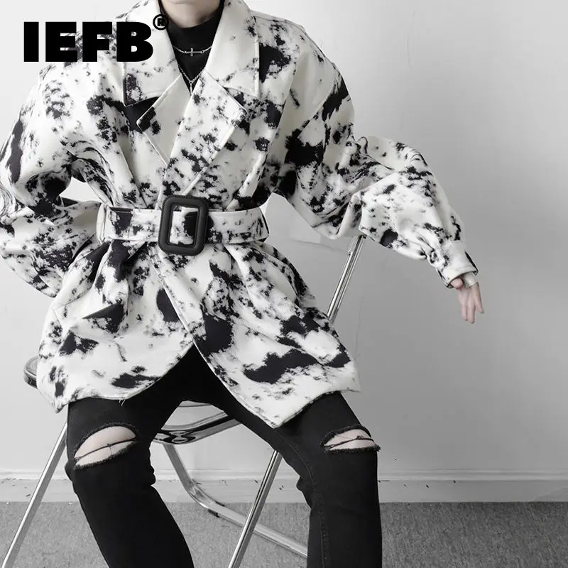 

Куртка IEFB 9Y9344 мужская с принтом, модная верхняя одежда средней длины, с длинным рукавом, с воротником-костюмом, в Корейском стиле, черная бел...