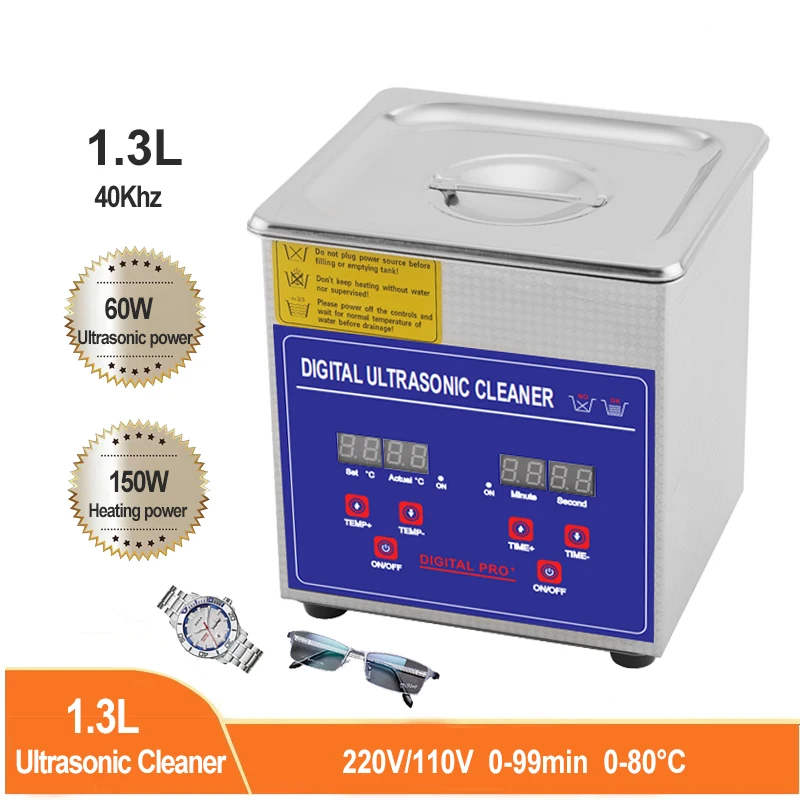 

Ультразвуковой очиститель с цифровым таймером, 2 л/1,3 л