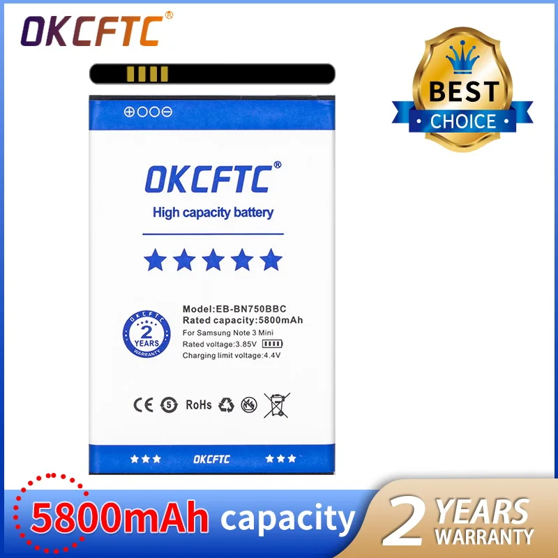 

Battery EB-BN750BBC EB-BN750BBE 5800mAh For Galaxy Note 3 Neo N750 N7505 N7502 N7500Q N750K N750S E510
