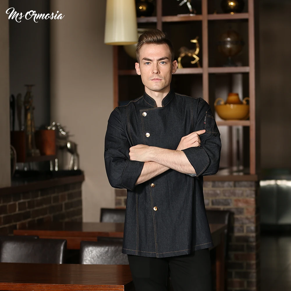 

Высококачественная дышащая куртка унисекс с золотыми пуговицами cowboychef, рубашка для кухни, пекарни, Комбинезоны для отеля, ресторана, повара...