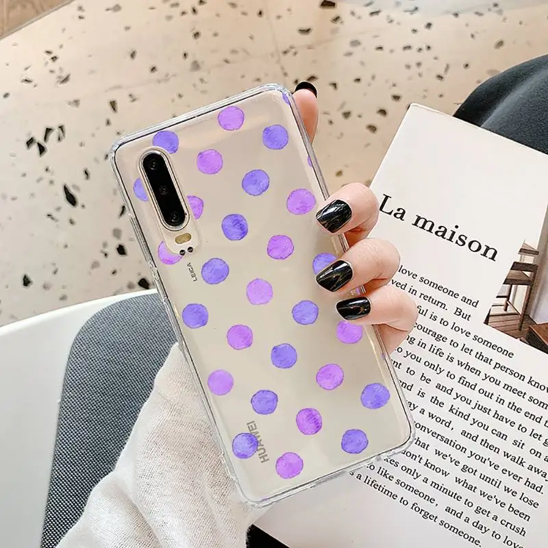 

Polka Dot Love Heart Phone Cases Transparent for Samsung A71 S9 10 20 HUAWEI p30 40 honor 10i 8x xiaomi note 8 Pro 10t 11