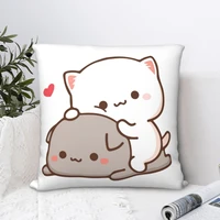mochi peach cat square pillowcase cushion cover creative zipper home decorative polyester pillow case room simple 4545cm