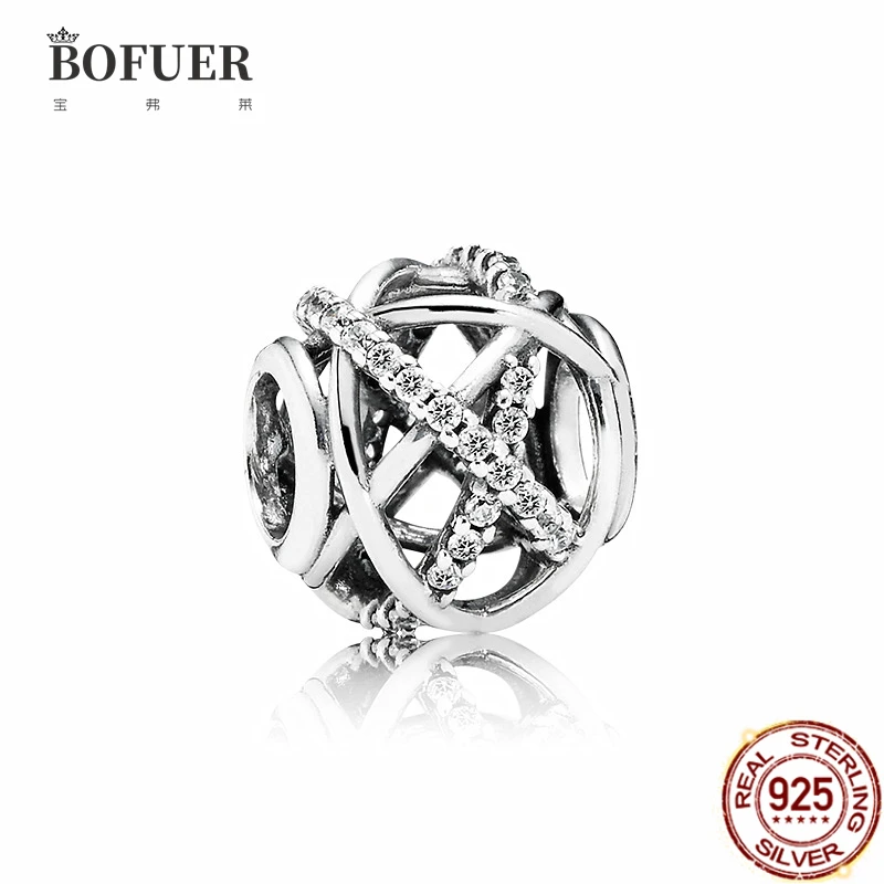 

BOFUER New Feiend Heart Charm Eternal Love Bead Fit Original Pandora Charms Bracelet Silver 925 Jewelry For Women 206B