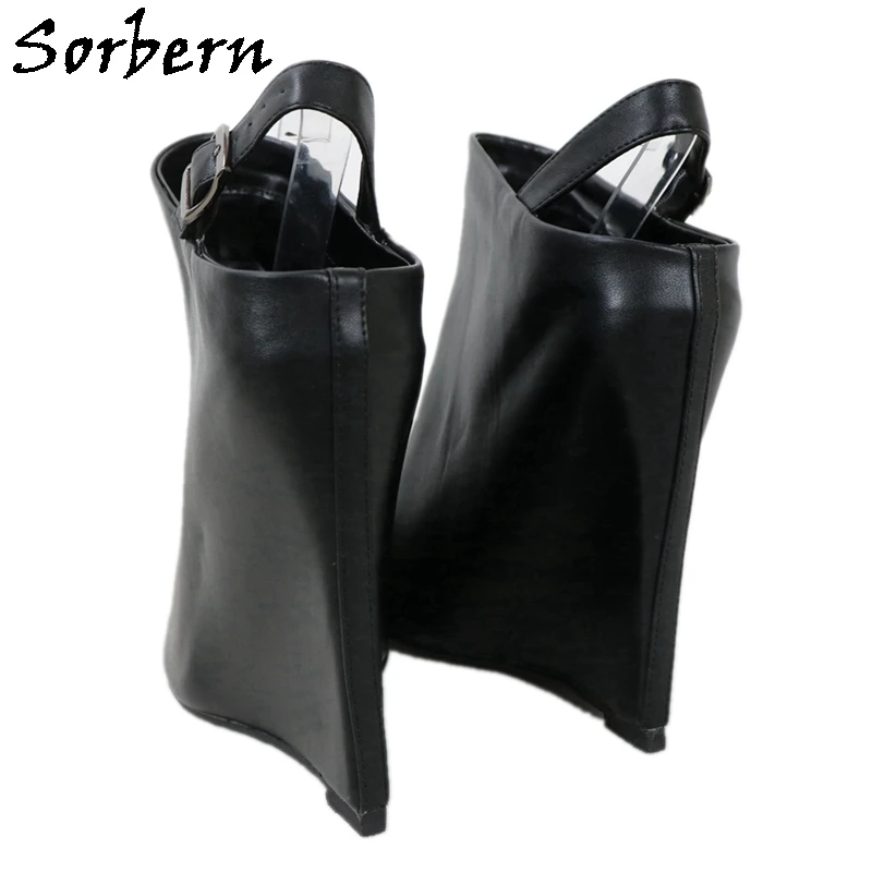 

Sorbern Sexy Narrow Wedges Slingback Unisex Style Pump Shoes Open Toe Wedge High Heels Mule Black Matt Custom Colors