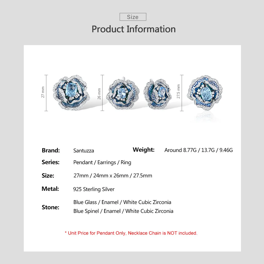 Rainmarch чистый 925 стерлингового серебра набор украшений для женщин синего цвета и с