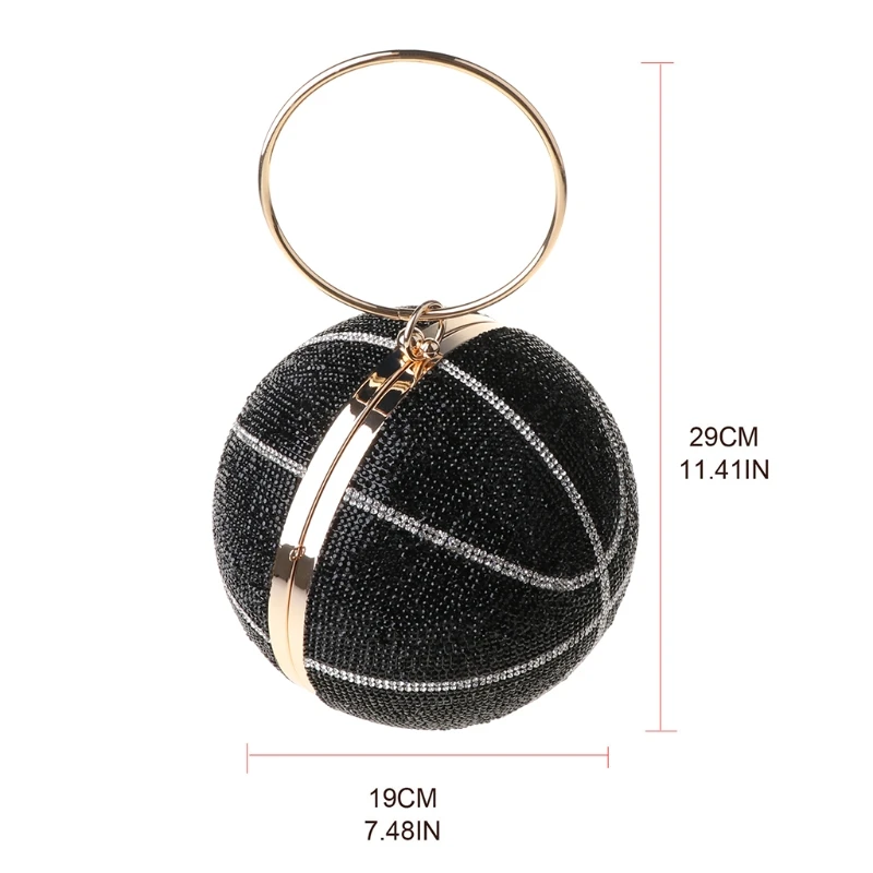 

Rhinestone Basketball Evening Bag Women's Wedding Clutch Party Purse Handbag Chain Shoulder Bags J60D
