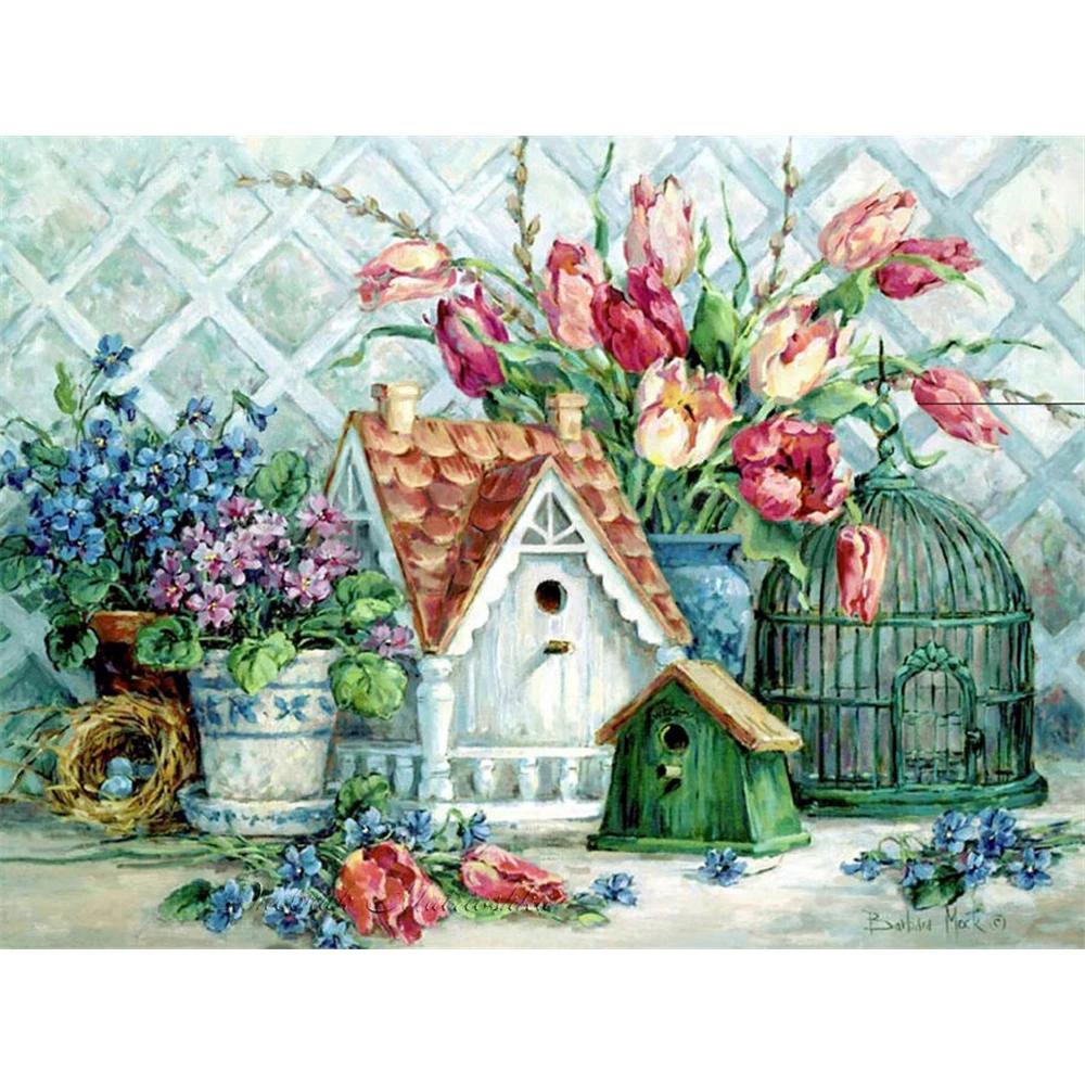 

Landscape House Printed Canvas 11CT Cross-Stitch Set DIY Embroidery DMC Threads Sewing Handmade Needlework Craft Wholesale