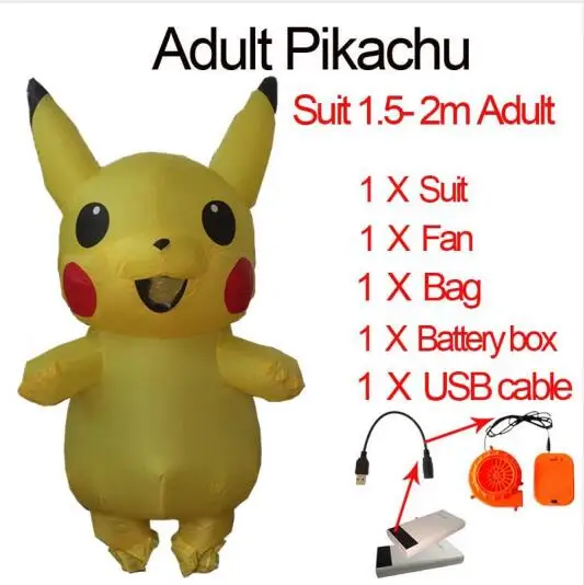 Adult Pikachu Costum Костюм Миньона Для Взрослых Надувной Миньон бэймакс Аниме Косплей талисман PIKACHU нарядное платье Хэллоуин миньон костюм для женщин и мужчин - Цвет: Adult Pikachu Costum