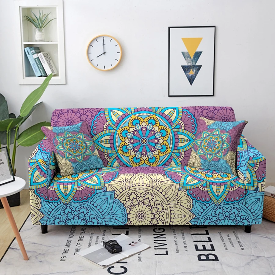 

Behemia Stretch Slipcover Mandala Patterns Sectional Elastic Sofa Cover for Living Room Sectional Couch Cover 1/2/3/4 Seater