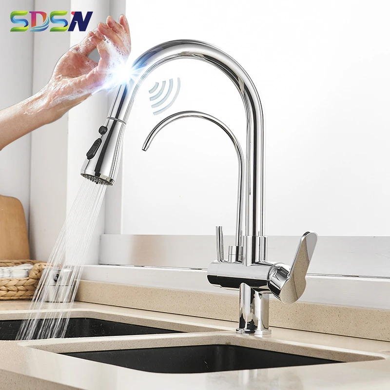 Смесители для кухни полированный хромированный кран с фильтром выдвижной сенсор