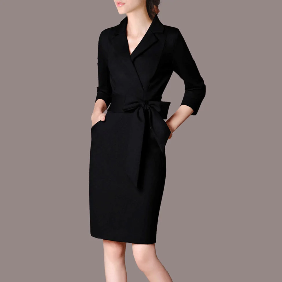 Женское платье карандаш осеннее черное красное повседневное|Женские платья| |