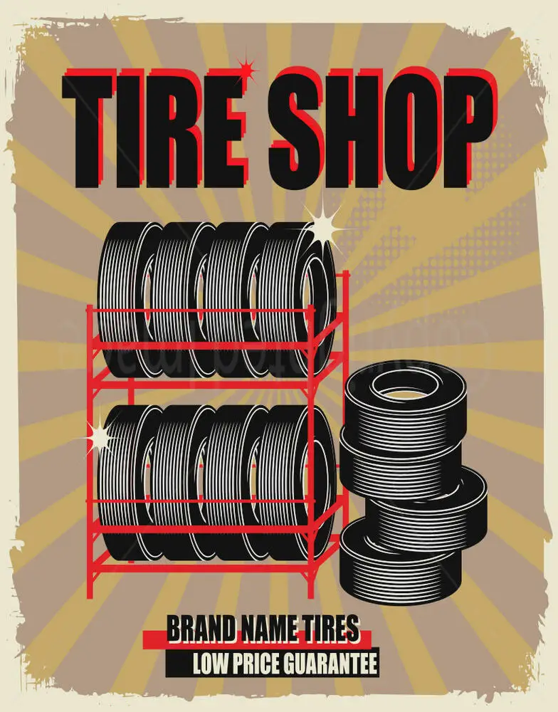 

TIRE SHOP LARGE METAL TIN SIGN POSTER WALL PLAQUE