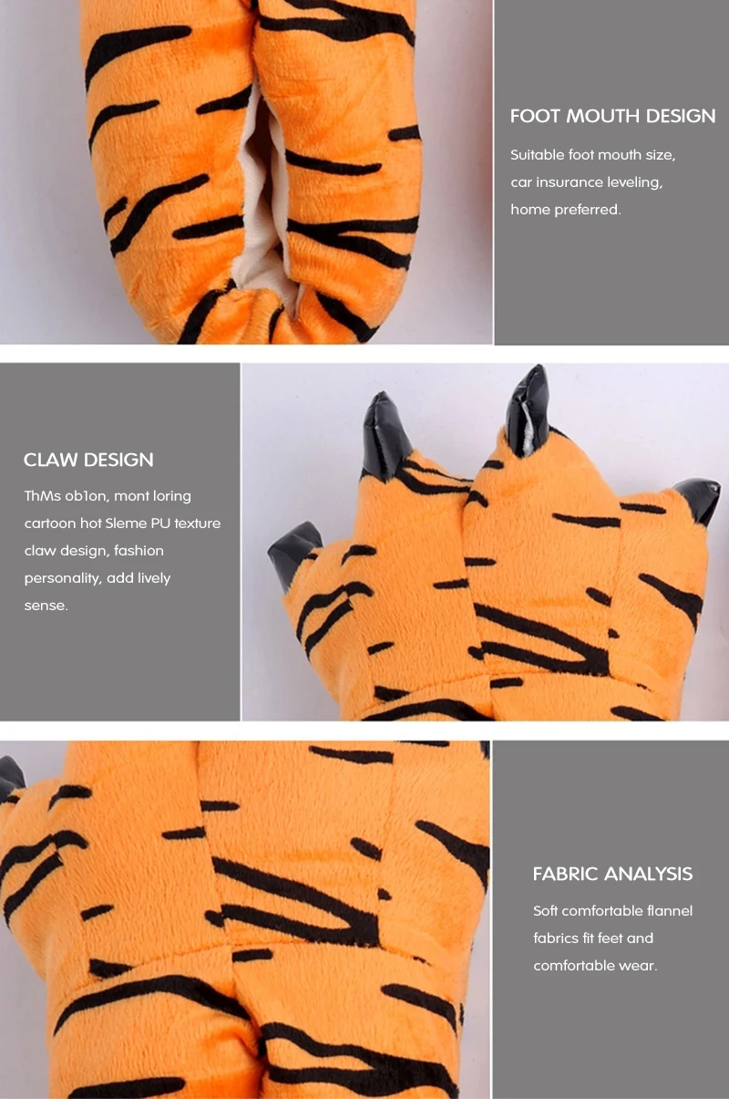 Christmas Animal Cartoon Monster Foot Slippers Dinosaur Claw Plush Interesting Shoes Parent-child Sandals | Обувь