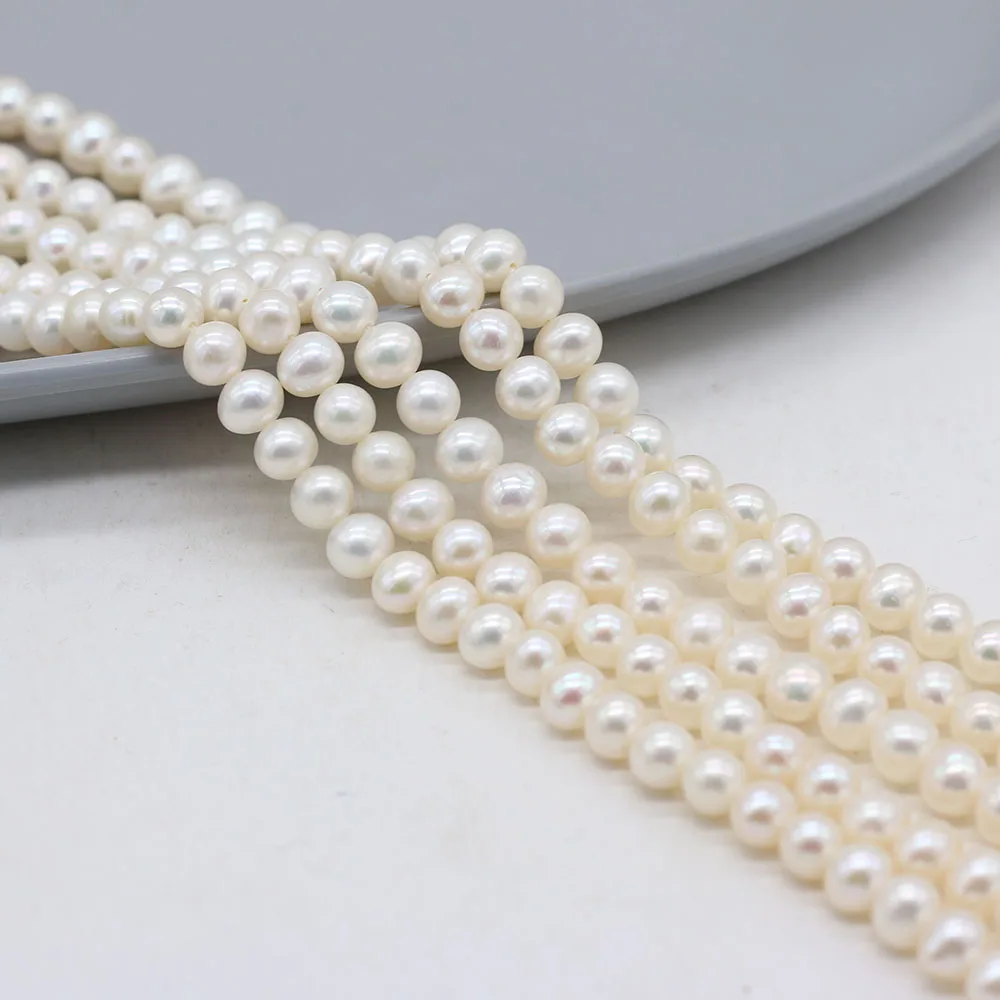 Real Natural Freshwater AAA Pearl Beads Near Round White Loose Pearls For DIY Craft Bracelet Necklace Jewelry Accessories Making