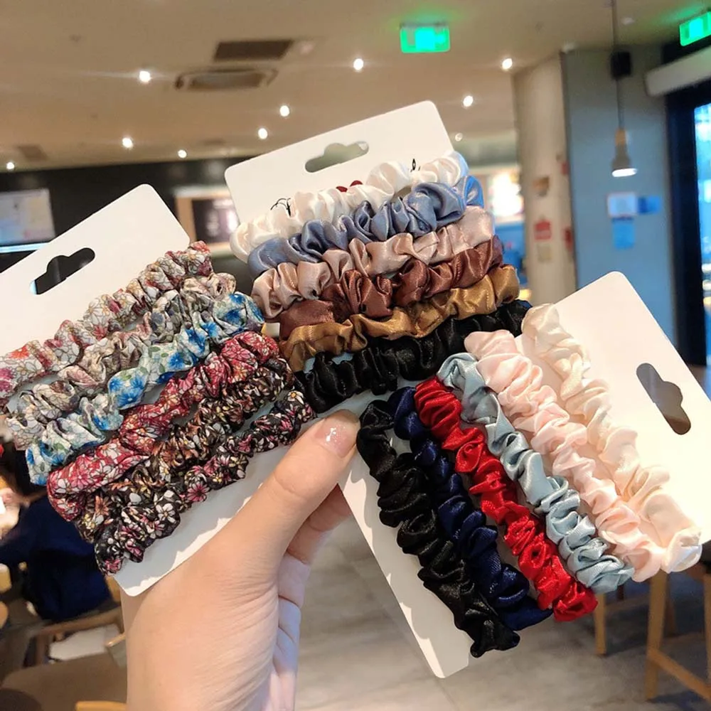 

New 1Set Women Elegant Silk Velvet Elastic Hair Bands Headband Scrunchie Rubber Band Ponytail Holder Fashion Hair Accessories