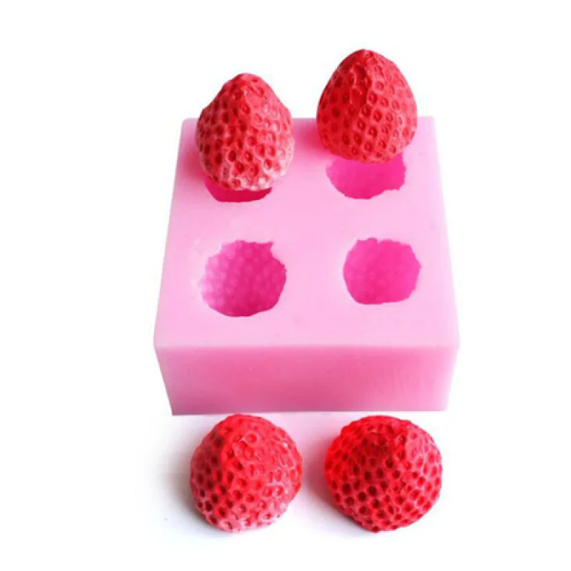 

3D Stereo 4 Strawberry Shape Cake Decoration Mold Fondant Chocolate Baking Mold Silicone Mold