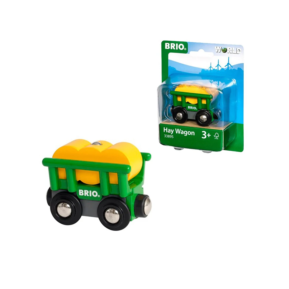 Игрушка деревянная развивающая BRIO Вагончик с сеном подарок ребёнку для малышей