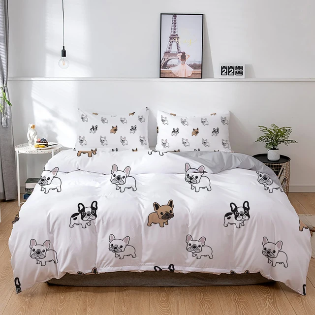 

French Bulldog Bedding Set 150 135x200 Cartoons Puppy Children Bedclothes Cute Duvet/Quilt Cover Kawaii Boys Girls