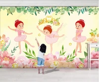 3d photo wallpaper custom mural hand painted crown ballet girl watercolor flowers leaves childrens room wallpaper for walls 3 d