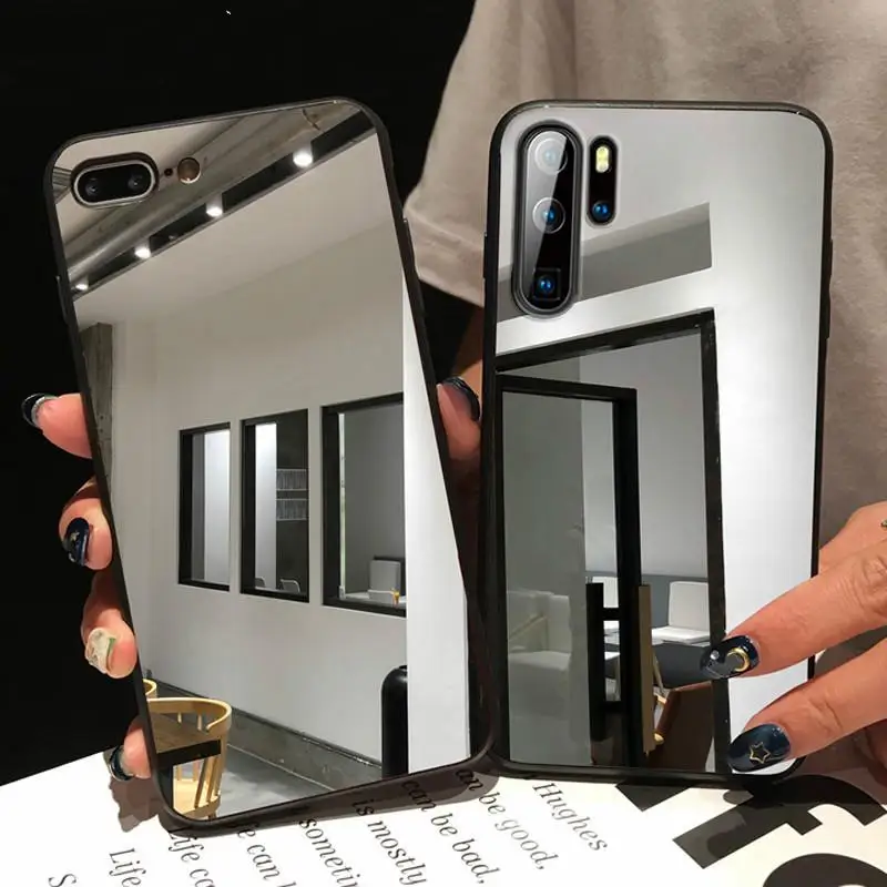 Чехол для телефона Huawei P40LiteE P30 P20 Honor 20 Lite мягкий чехол из ТПУ с зеркалом макияжа 9A 9C