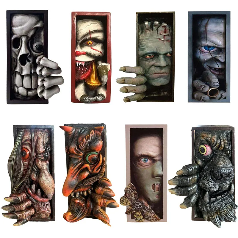 

3D Resin Bookshelf Frankensteins Monster Bookend Figurines Skull Devil Statue Sculpture Decor Desktop Home Decoration Crafts