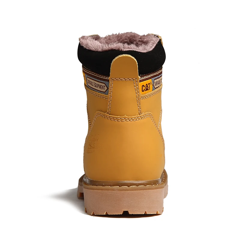 

Winter New Cowboy Boot Mens Round Toe Working Boots for Men Split Leather Youth Motorcycle Boots Mid-Calf with Fur Men Boot