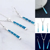 hot jewelry necklace pendant fire set gifts fashion opal earrings blue women