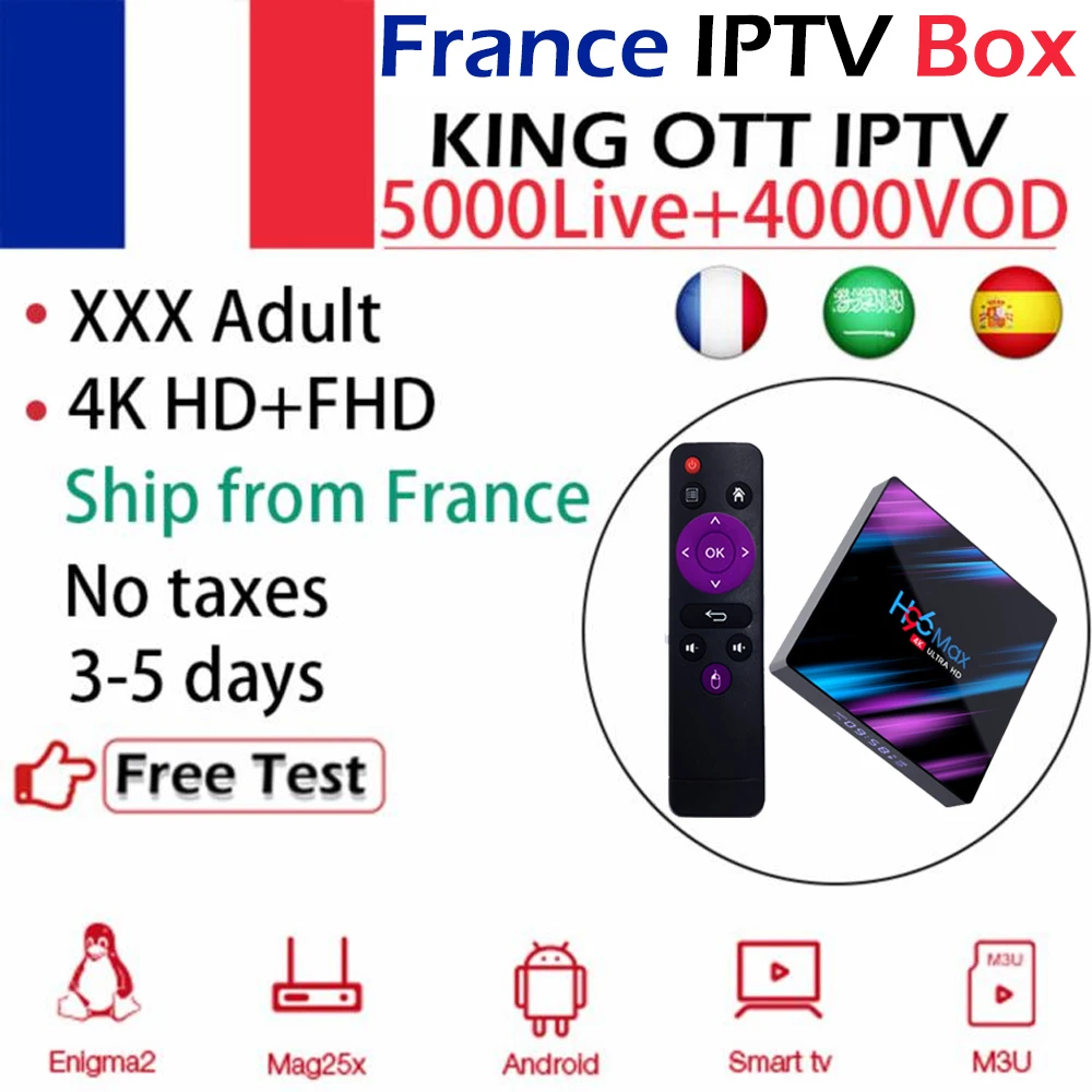 H96MAX RK3318 Android 9,0 tv box+ IP tv KING Франция арабский взрослый Испания IP tv m3u двойной Wifi Bluetooth 4,0 4K телеприставка Smart tv box