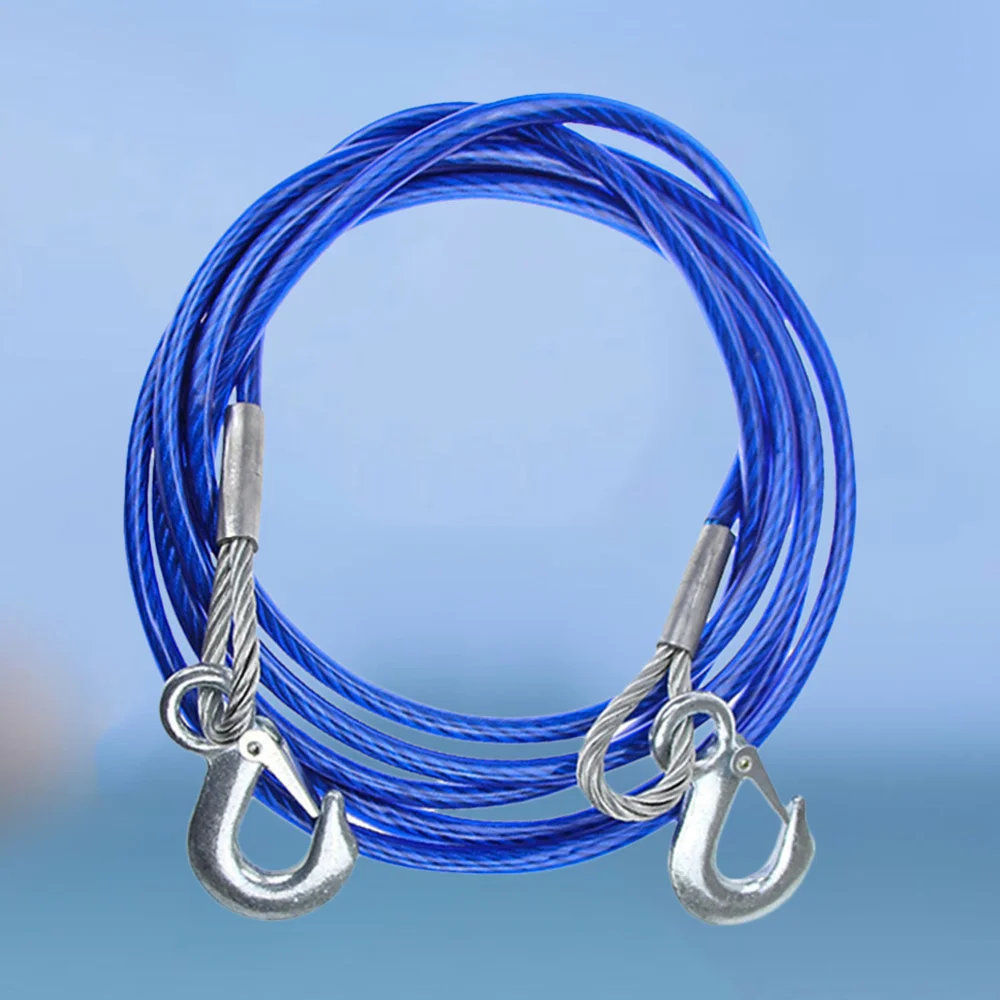 

1PC Car Hauling Cable Sturdy Car Trailer Rope 7 Tons Car Special Winch Rope with Hooks Thicken Car Trailer RopeBlue