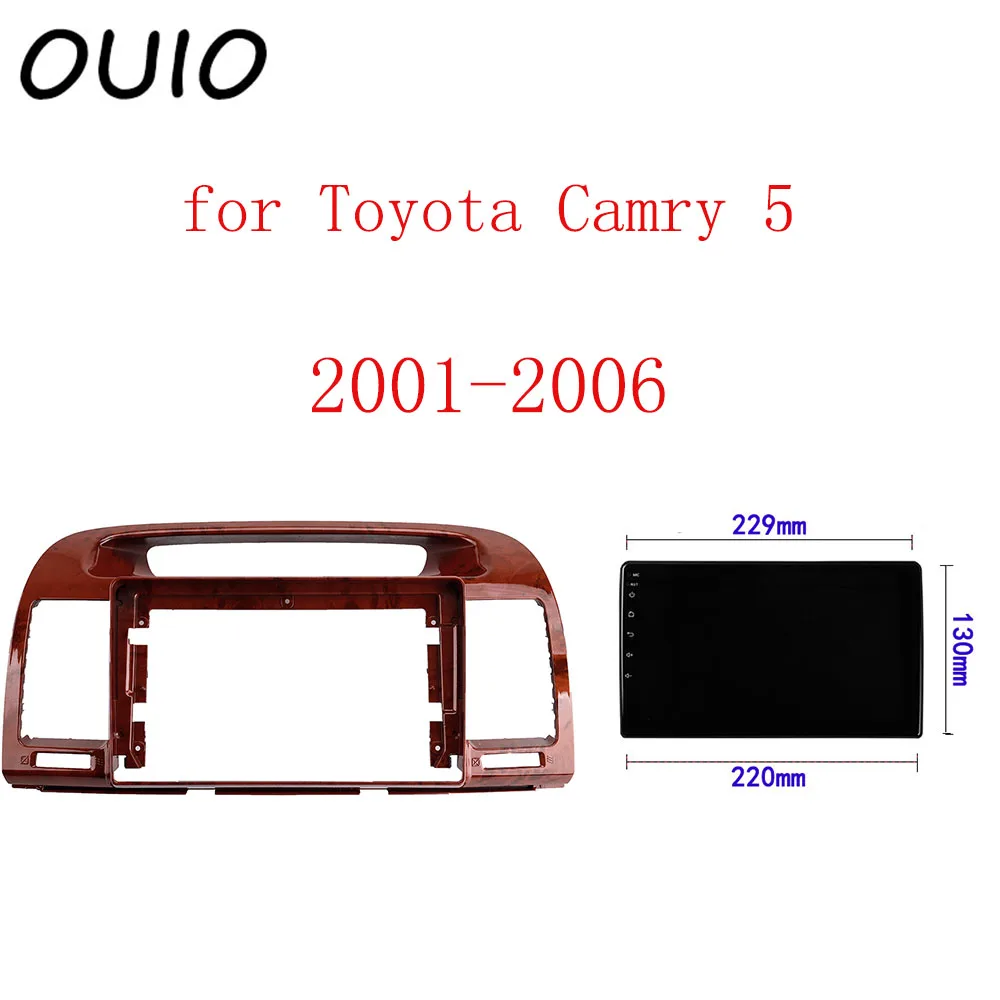 

OUIO 9 inch car dashboard Double Din DVD frame decoration kit dashboard panel suitable for Toyota Camry 5 2001-2006 frame