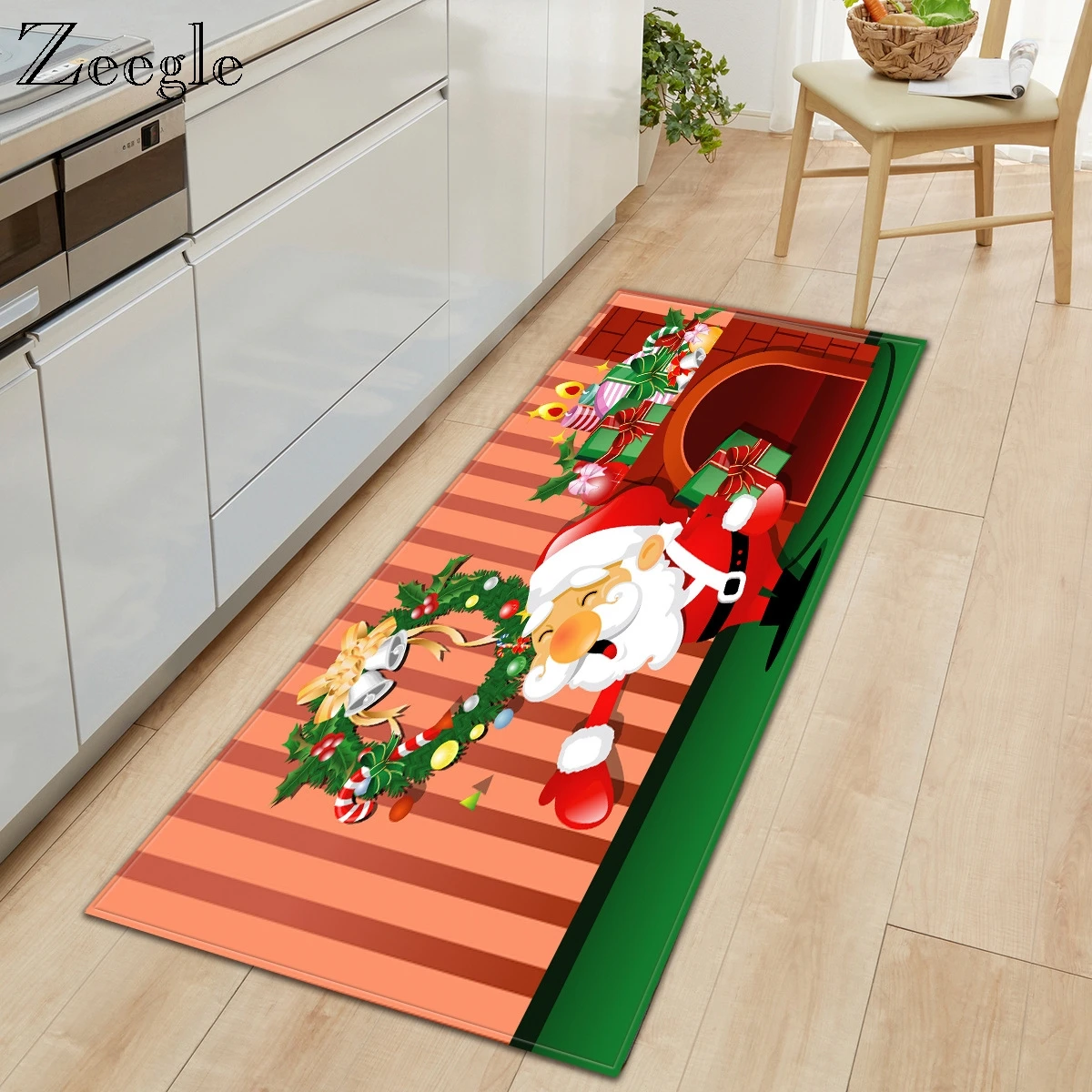 Креативный Рождественский длинный ковер Zeegle современный для входа на ногу