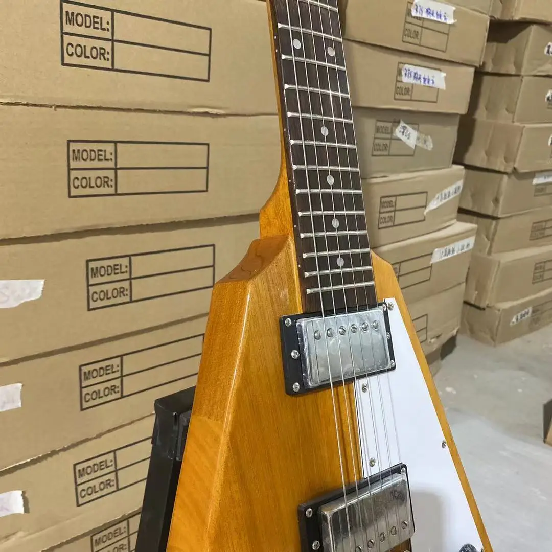 Электрическая гитара Flying V Korina, оригинальный корпус из красного дерева, фингерборд из красного дерева высокого качества, бесплатная доставк...