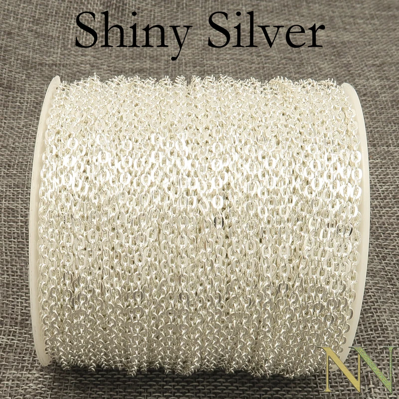 

30 Feet - Silver Plated Cable Chain by Yard, Gold/Bronze/Copper Chain by foot, Bulk Chain on Spool for Jewelry Making