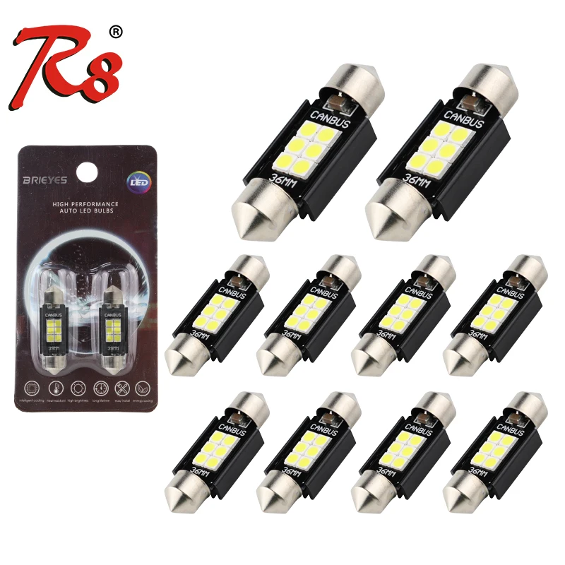 R8 10x C5W светодиодный ная лента CANBUS 41 мм 39 31 36 C10W лампа без ошибок 12 В освесветильник