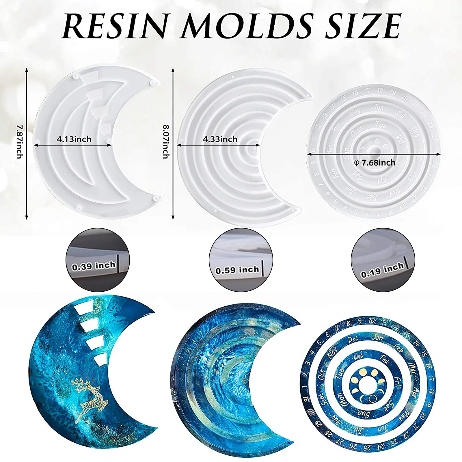 

Rotatable Moon Calendar Resin Molds Perpetual Calendar Mold Silicone Moulds for DIy Epoxy Resin Ornament Moon Calendar Mold