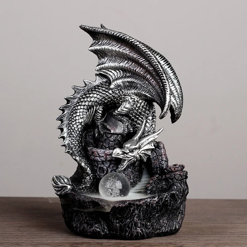 

Incense Burner Desk Accessories Buddha Meaning Dragon Figurines for Interior Fountain Miniatures Decoration Crafts Home Decor