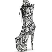 20cm snake print platform boots stripper heels short boots sxey pole dance shoes party nightclub high heels stage show new