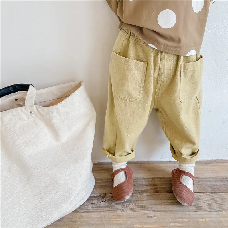 

Осень 2021, новые детские брюки HAYANA, корейские полосатые шаровары, повседневные хлопковые детские брюки