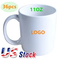 36pcs 11oz orca coating white ceramic mug white cup grade aaa for sublimation printing with white box diy gift us stock