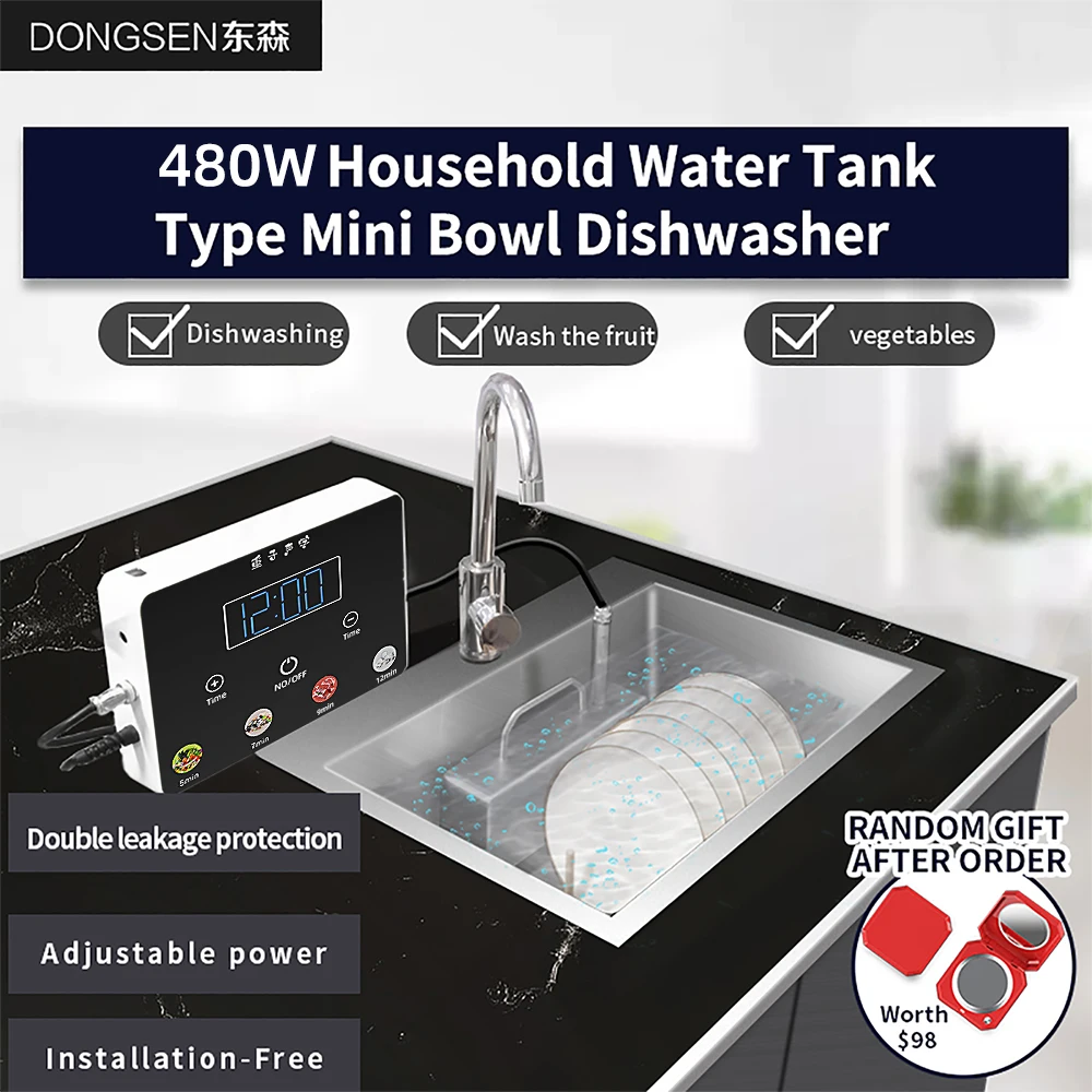 Мини ультразвуковая посудомоечная машина бытовая установка резервуара для воды