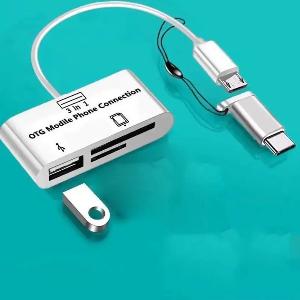 

OTG Adapter Universal Type-c Micro 3 In 1 USB Memory Card TF Mobile Phone OTG Card Reader Host Adapter Card Reader