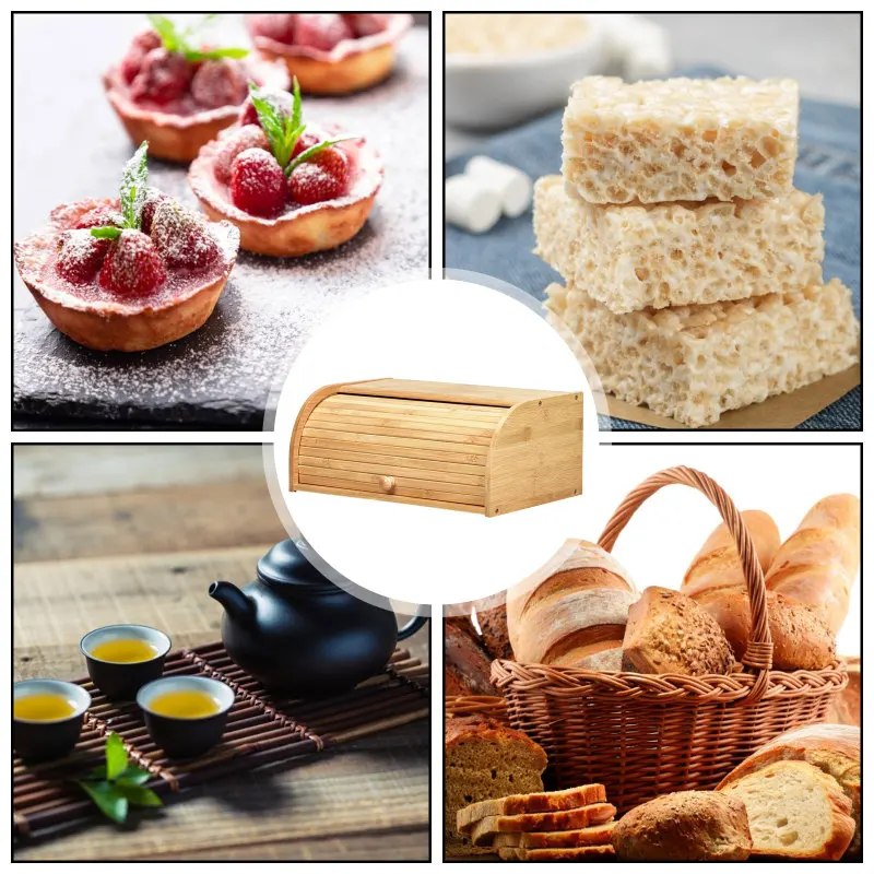 

Bamboo Sturdy Large Capacity Bamboo Bread Box Multifunctional Food Container For Desktop Storage