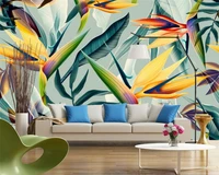 southeast asia tropical landscape wallpaper 3d stereo color leaves photo mural bedroom theme hotel restaurant wall 3d wallpaper