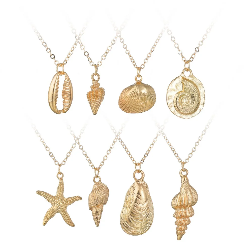 Модное ожерелье MissCyCy из сплава золотого цвета в виде ракушек и морских звезд для